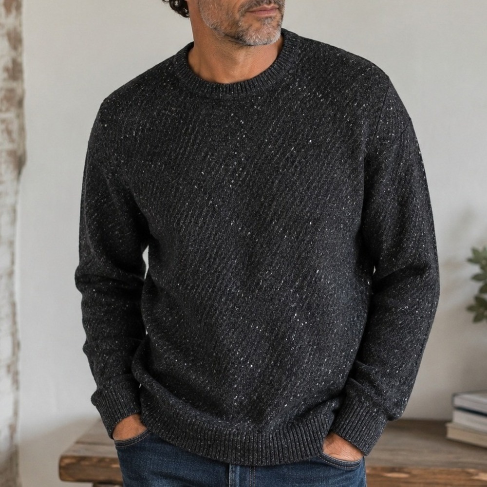 Crazy Horse Mens Large Charcoal Gray Marled Flecked Crewneck Pullover Sweater L